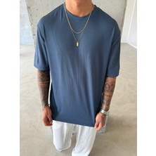 Old Money Ottoman Kumaş Basic T-Shirt - Mavi