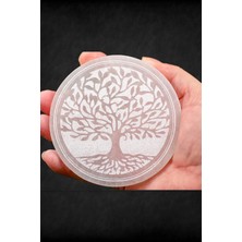 Hayat Ağacı Enerji Yükleyici Beyaz Selenit Yuvarlak Plaka 59HYS