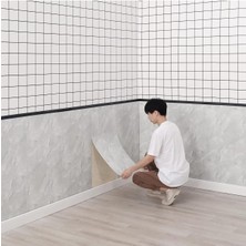 TeknoTrust Doğal Görünümlü Gri Mermer Desenli Kendinden Yapışkanlı Duvar Paneli 30x60 cm