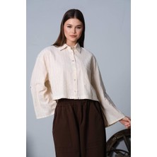 Kadın Dikey Çizgili Düğmeli Oversize Gömlek – Rahat Kesim, Kol Seçenekli
