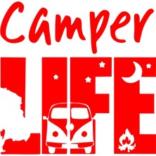 Camper Lifer Sticker 17X17 cm Kırmızı
