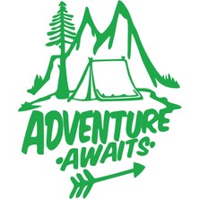Adventure Awaits Sticker 17X17 cm Yeşil