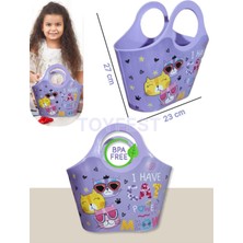 Mediterian Sevimli Kedi Tasarımlı Çok Amaçlı Çocuk Çantası, Günlük ve Plaj İçin Mükemmel Renk Mor