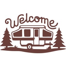 Welcome Karavan Sticker 17X17 cm Kahverengi
