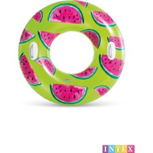 Mediterian Yeşil Karpuz Desenli Yetişkin Simit, Eğlenceli ve Renkli Tasarım, 107 cm, 9+ Yaş