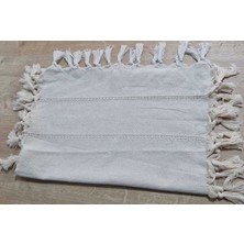 Keten Gümüş Simli Otantik Desenli Runner | 135X50 cm Masa Örtüsü