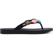 Kadın Siyah Parmak Arası Taşlı Terlik 25SFE463018