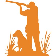 Avcı ve Av Köpeği Sticker 17X17 cm Turuncu