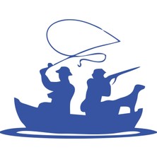 Balıkçı ve Avcı Sticker 17X17 cm Mavi