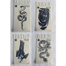 Airbrush Tattoo Vahşi 4 Adet Birden3 Hafta Kalıcı  Geçici Yapıştırma Dövme 18X11 cm