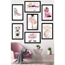 7 Parça Çerçeve Görünümlü Hello Beautiful Duvar Dekoru Salon Oturma Yatak Odası Için Tablo Seti