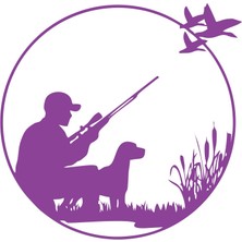 Avcı ve Av Köpeği Sticker 17X17 cm Mor