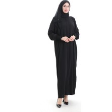 Sefa Merve Krem Kumaş Keten Ferace 5095-01 Siyah