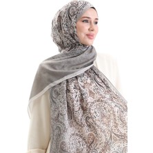 Sefa Merve Karaca Desenli Cotton Şal 82003-12 Taş Koyu Bej