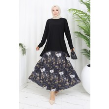 Sandy Kumaş Tunik Etek Ikili Takım 2073-02 Siyah