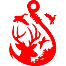 Balıkçı Iğnesi Sticker 17X17 cm Kırmızı