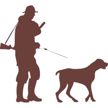 Avcı ve Av Köpeği Sticker 17X17 cm Kahverengi
