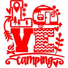 Love Kamp Karavan Sticker 17X17 cm Kırmızı