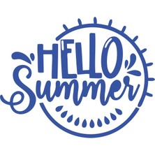 Hello Summer Sticker 17X17 cm Mavi