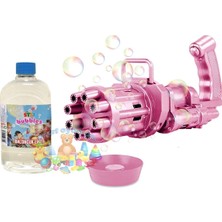 Pilli Köpüklü Oyuncak Tabanca Köpük Makinesi Bubble Machine Pembe 500 ml Köpük Hediye
