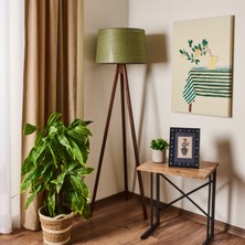 Evidea Lighting Calen Tripod Lambader - Yeşil / Ceviz - 140X35X35 cm