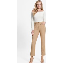 Kadın Saten Pantolon - Camel