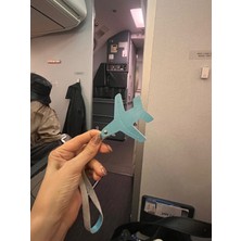 Pinkylola Design Airport Model Açık Mavi Hakiki Deri Uçak Çanta Süsü