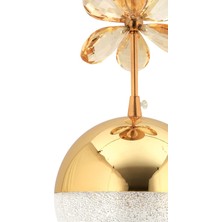 Kelebek 2'li Gold Sarkıt 3 Renk Modu Ledli Kristal Taşlı Modern LED Avize