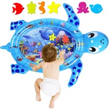 Renkli jumbo bebek su oyunu ve aktivite matı, mavi kaplumbağa tasarımı, 0-1 yaş