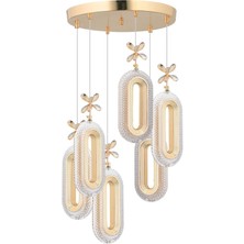 Alfa LED 6'lı Gold 3 Renk Modu Ledli Kristal Taşlı Modern LED Avize