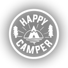 Happy Camper Sticker 17X17 cm Beyaz