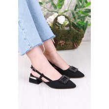 Fort 077-2058 Fls Saten Toka Detaylı Alçak Topuk Arkası Açık Önü Kapalı Kadın Ayakkabı