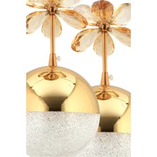 Kelebek 4'lü Gold Sarkıt 3 Renk Modu Ledli Kristal Taşlı Modern LED Avize