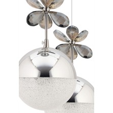 Kelebek 3'lü Krom Sarkıt 3 Renk Modu Ledli Kristal Taşlı Modern LED Avize
