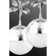 Kelebek 2'li Krom Sarkıt 3 Renk Modu Ledli Kristal Taşlı Modern LED Avize