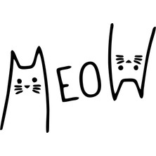 Meow Kedi Sticker 17X17 cm Siyah