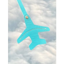 Pinkylola Design Airport Model Açık Mavi Hakiki Deri Uçak Çanta Süsü