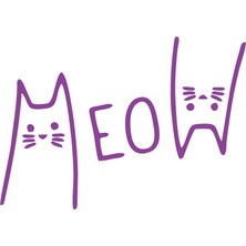 Meow Kedi Sticker 17X17 cm Mor