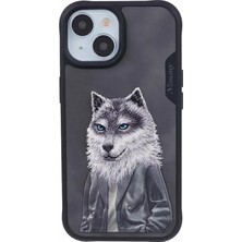iPhone 15 Uyumlu 3D Kıyafet Kurt Detaylı Nakış İşlemeli Kabartmalı Fashion Pet Kılıf