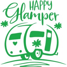 Happy Camper Sticker 17X17 cm Yeşil