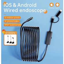 Endoskop Yılan Video Kamera Ios ve Android Uyumlu Led’li 10 Metre 8 mm Sert Kablo 2mp