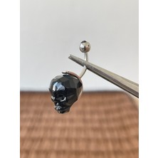 Aida Jewelss 316 L Cerrahi Çelik Çelik Kristal Kuru Kafa Modeli Göbek Piercingi