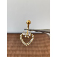 Aida Jewelss 316 L Cerrahi Çelik Fiyonk Modeli Zirkon Taşlı Göbek Piercingi