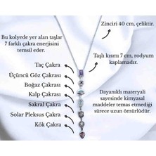 Zarif Tasarım 7 Elementli Renkli Taşlı Özel Y Tasarım Çelik Kolye