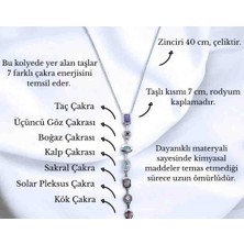 Zarif Tasarım 7 Elementli Renkli Taşlı Özel Y Tasarım Çelik Kolye