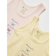 Kız Çocuk Organik Pamuklu Likralı Atlet Butterfly 4'lü Paket