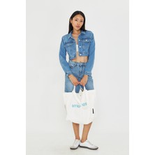 Taş Işlemeli Crop Denim Ceket