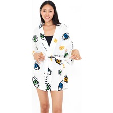 Göz Baskılı Kısa Müslin Kimono