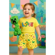 Zolo Kids Mevsimlik Yazlık  Kelebekli Love Kız Bebek Ikili Takımı Sarı