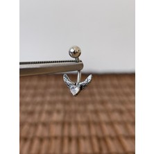 316 L Cerrahi Çelik Şık 10 mm Zirkon Taşlı  Melek Kanadı Göbek Piercingi Kanat Piercing